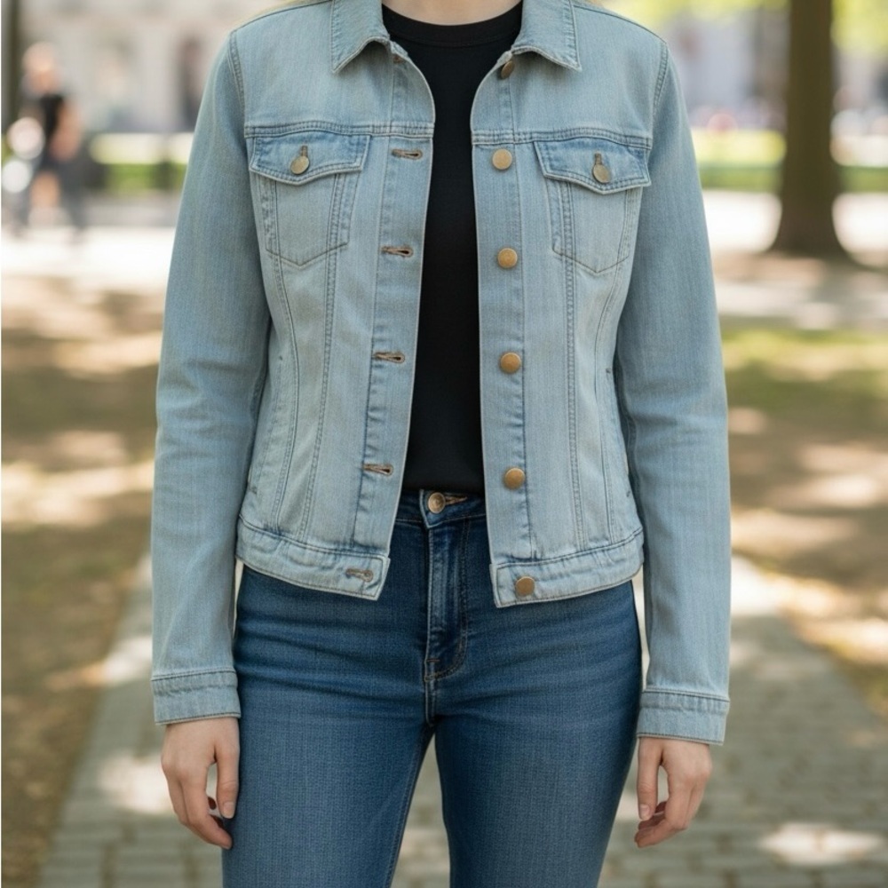 GAP 100% Cotton Denim Jacket Medium Light Wash Trucker Jean Jacket